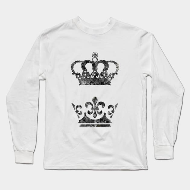 King and Queen Crown Long Sleeve T-Shirt by RosaliArt